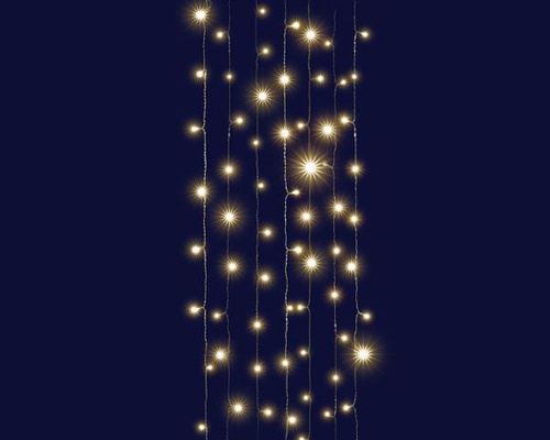 Visuel 1 du produit Rideau lumineux connectable x3 à 96 LED blanc chaud sur câble argent Flicker Premium - 2 x 2 m