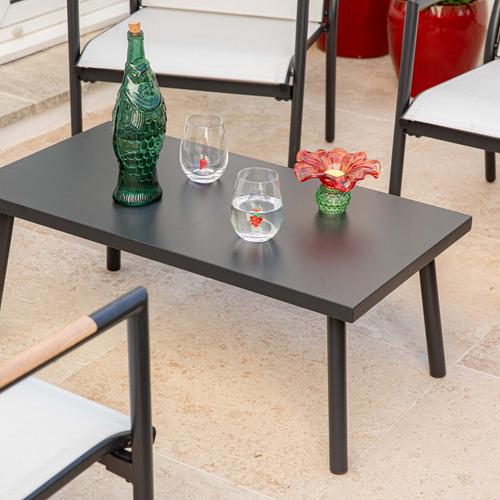 Visuel 7 du produit Salon de jardin en acier coloris gris Mimosa - 4 éléments (canapé, table basse et deux fauteuils)