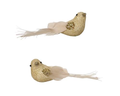 Visuel 1 du produit Ensemble de 2 oiseaux en mousse or clair sur clip - 12 x 3,5 x 4 cm