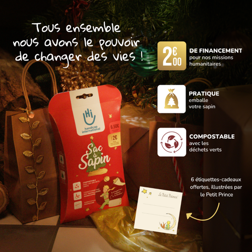 Visuel 2 du produit Sac à sapin compostable doré Handicap International - pour sapins jusqu'à 2,20 mètres
