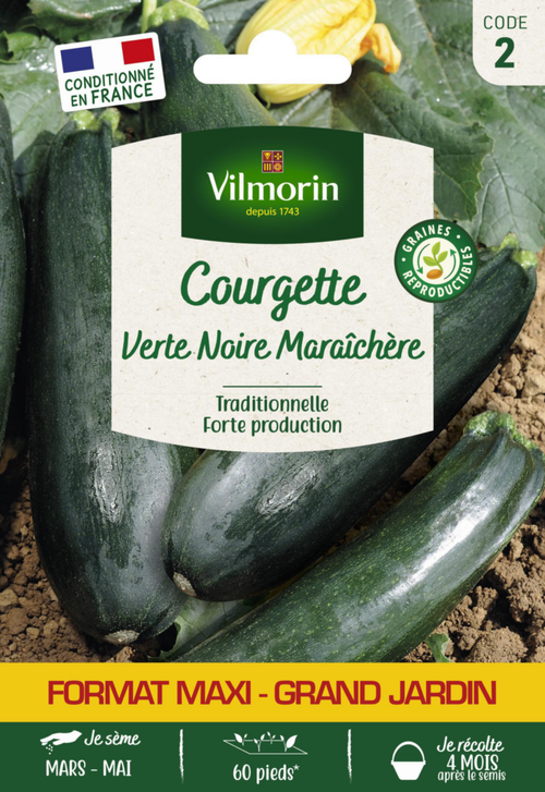 Visuel 1 du produit Courgette Verte Noire Maraîchère Format Éco Vilmorin - graines à semer