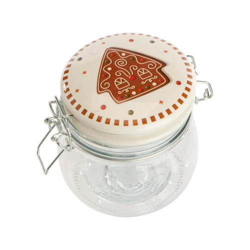 Visuel 2 du produit Bocal de stockage en verre à couvercle blanc Ginger - 13,5 x 11 x 11,5 cm