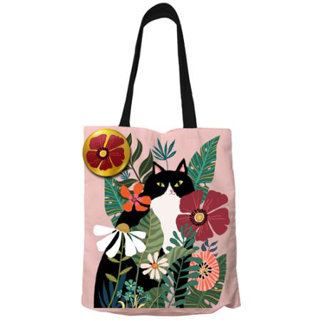 Visuel 1 du produit Sac Tote bag coton chat arty coloris multicolore Cartes d'Art - 42 x 34 cm