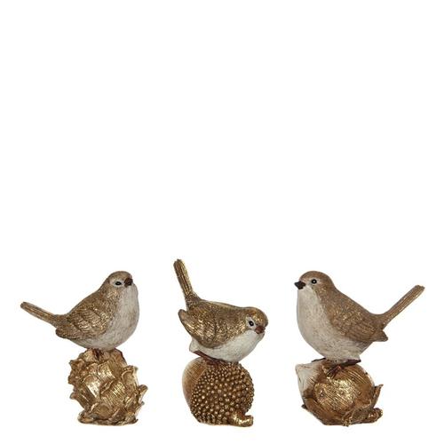Visuel 1 du produit Oiseau décoratif perché en polyrésine or - 9,5 x 5,5 x 11 cm