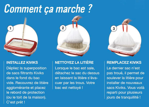 Visuel 3 du produit Sacs à litière filtrants pour chat coloris blanc Kiviks - Taille M 46 x 33 x 12 cm