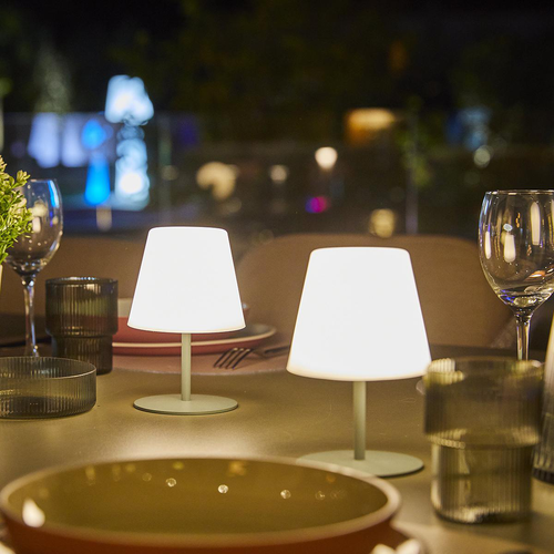 Visuel 3 du produit Lot de 2 lampes IP54 coloris vert effet blanc chaud en métal Batimex - Ø 10 x 16 cm