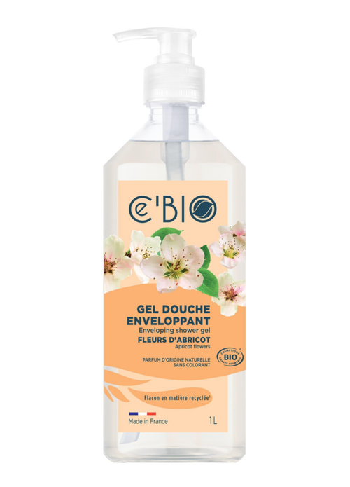 Visuel 1 du produit Gel douche bio enveloppant en flacon pompe C’Bio fleurs d’abricot - 1 L