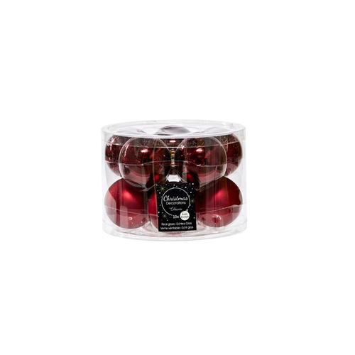 Visuel 1 du produit Boite de 10 boules de Noël en verre rouge bordeaux mat/brillant Ø 6 cm