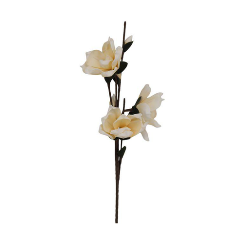 Visuel 1 du produit Branche de 3 fleurs de magnolia en mousse coloris ivoire - 22 x 88 cm