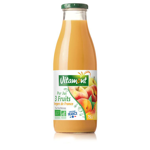 Visuel 1 du produit Pur jus 3 fruits des vergers de France bio - 75 cl