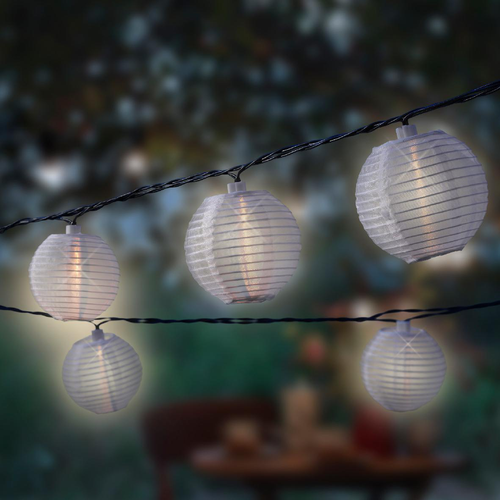 Visuel 2 du produit Guirlande de lampions 10 LED coloris blanc chaud - 4,5 m