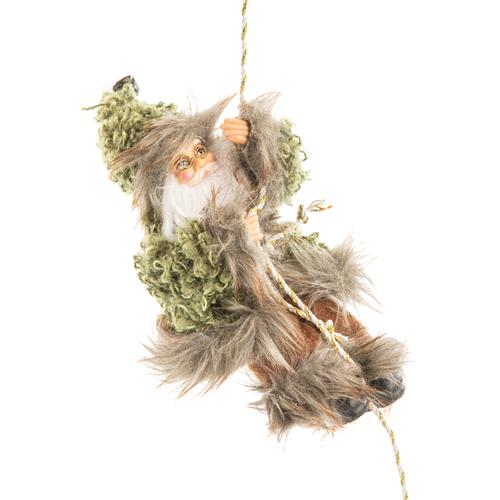 Visuel 1 du produit Père Noël décoratif Alpin grimpeur en polyester coloris vert et marron - H 18 cm