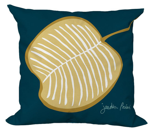 Visuel 1 du produit Coussin déco carré en polyester/coton bleu Vanessa Or - 40 x 40 x 15 cm