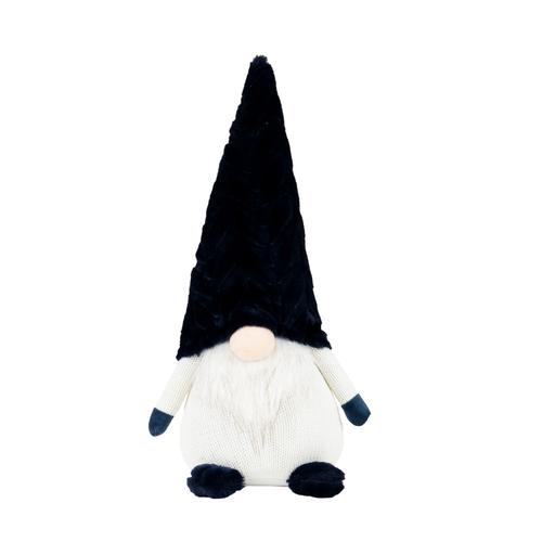 Visuel 1 du produit Peluche décorative de Noël gnome assis fourrure en polyester coloris bleu et blanc - petit modèle H 50 cm