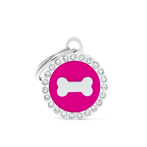Visuel 1 du produit Médaille glam petit cercle rose avec os
