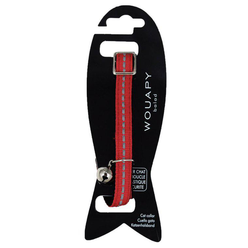 Visuel 1 du produit Collier pour chat en velours coloris rouge avec galon réfléchissant Wouapy - Taille unique