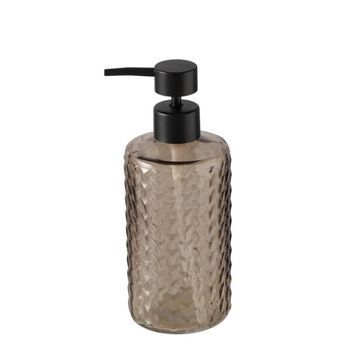 Visuel 2 du produit Distributeur à savon en verre beige et pompe noire Bruka - 8 x 8 x H 20 cm