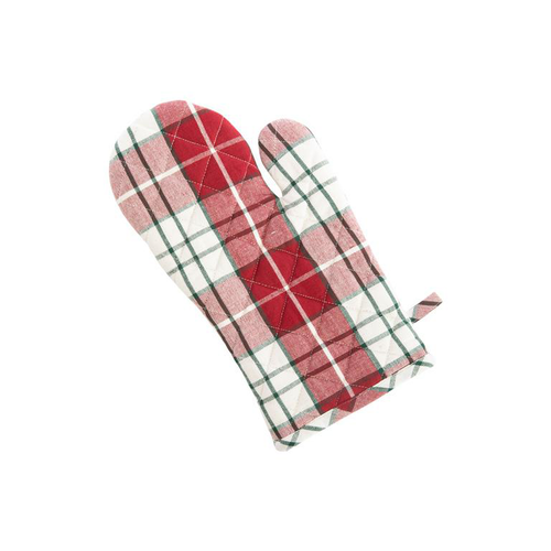 Visuel 2 du produit Gant en coton beige décor hiver bordeaux - 17 x 33 cm