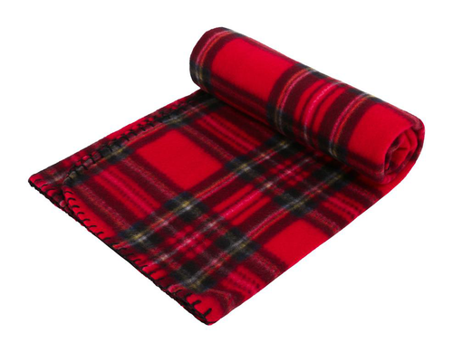 Visuel 1 du produit Plaid de Noël pour chien et chat en polaire coloris rouge motifs à carreaux Wouapy - 100 x 70 cm