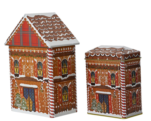 Visuel 1 du produit Boîte en forme de grande maison en métal brun - 13,5 x 8,5 x 21,5 cm