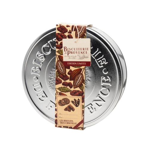 Visuel 1 du produit Boîte métal de biscuits tout chocolat Biscuiterie de Provence - 420 g