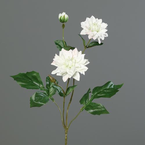 Visuel 1 du produit Dahlia artificiel branche 2 fleurs et 1 bouton coloris crème - 70 cm