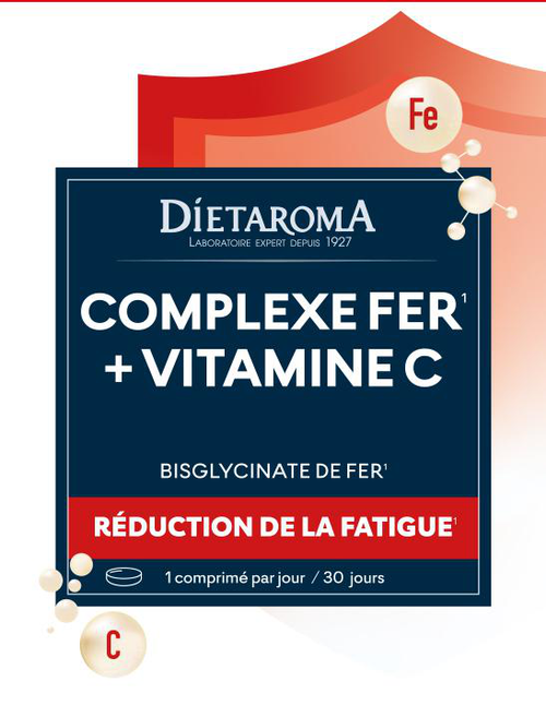 Visuel 1 du produit Complément alimentaire complexe fer + vitamine C réduction de la fatigue Dietaroma - 30 comprimés