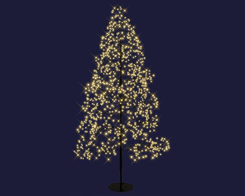 Visuel 1 du produit Arbre lumineux noir à 890 micro-LED blanc chaud + 220 flash intérieur/extérieur - 150 cm
