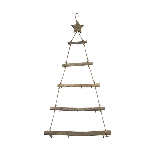 Visuel 1 du produit Arbre mural à suspendre en bois naturel avec crochets - 58 x 4 x 118 cm