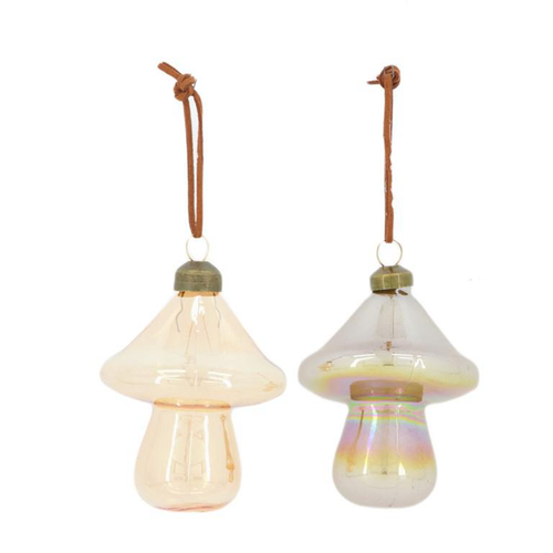 Visuel 1 du produit Décoration à suspendre forme champignon en verre teinté - Ø 7 x H 9,5 cm