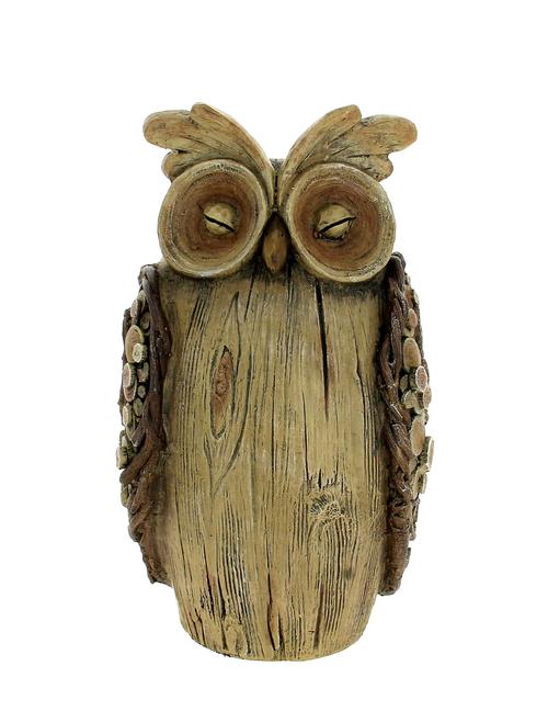 Visuel 1 du produit Hibou décoratif à poser en polyrésine marron imitation bois grand modèle - 22 x 13,5 x 39 cm