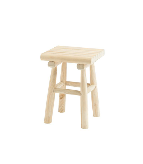 Visuel 1 du produit Tabouret assise carrée coloris beige en teck - 30 x 30 x 42 cm