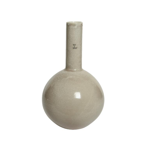 Visuel 1 du produit Vase en faïence coloris beige en forme de boule – Ø 19,50 x 33 cm (produit vendu à l'unité, livré aléatoirement parmi deux coloris)