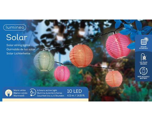 Visuel 3 du produit Guirlande de lampions colorés 10 LED coloris blanc chaud - 4,5 m