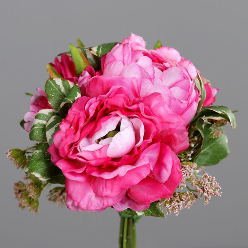 Visuel 1 du produit Bouquet de pivoines rose vif artificielles - 20 cm