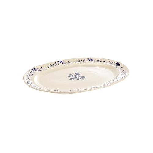Visuel 2 du produit Plat ovale en grès blanc à motif bleu Appoline - 42 x 30 cm
