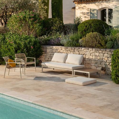 Visuel 6 du produit Table basse avec assise possible coloris beige en aluminium Sollya - 72 x 72 x 26 cm