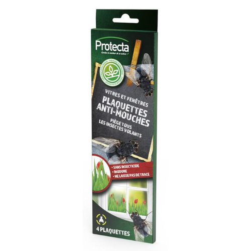 Visuel 1 du produit Plaquettes engluées anti-mouches pour vitres et fenêtres Protecta - Les 4 pièces