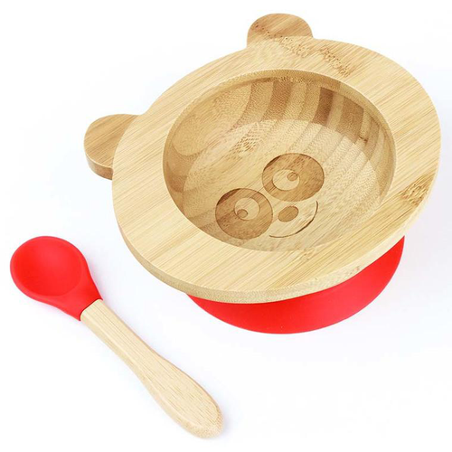 Visuel 1 du produit Set de repas pour bébé coloris rouge en bambou et silicone Cap Bambou - 190 g