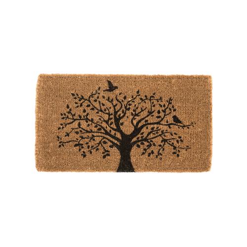 Visuel 1 du produit Paillasson en fibre de coco naturel motif arbre de vie noir - 72 x 40 cm