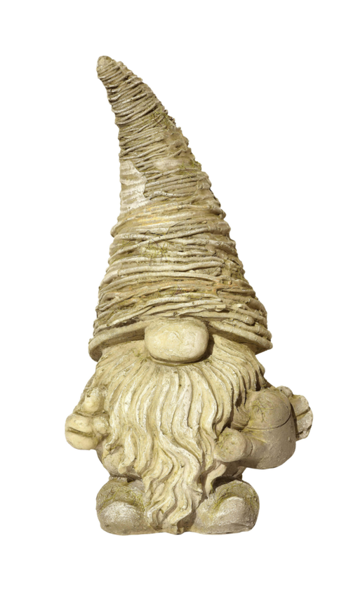 Visuel 1 du produit Statue Nain des bois en pierre reconstituée ton vieilli Haire Grandon - 17 x 13 x 31 cm