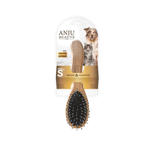 Visuel 1 du produit Brosse 2 en 1 pour chien et chat coloris marron Anju Beauté – Taille S