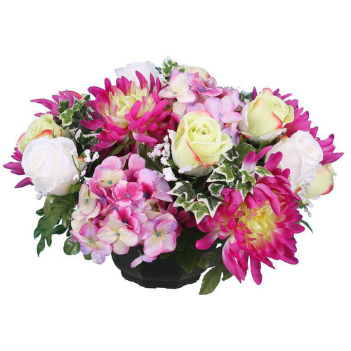 Visuel 1 du produit Coupe de fleurs artificielles Hortensia Bouton de rose et Chrysanthème Riviera