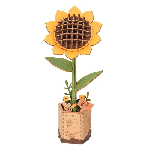 Visuel 1 du produit Fleur en bois à assembler tournesol RoWood - 24,5 x 16,5 x 0,7 cm