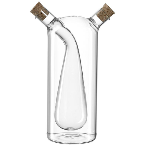 Visuel 1 du produit Flacon huile et vinaigre 2 en 1 en verre borosilicate transparent Cucina - 18,5 cm