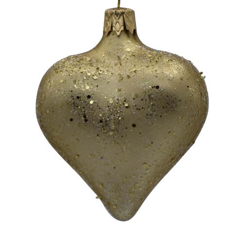 Visuel 1 du produit Suspension cœur en verre or - 5 x 3 x 7 cm