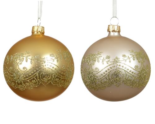 Visuel 1 du produit Boule de Noël baroque en verre or - Ø 8 cm