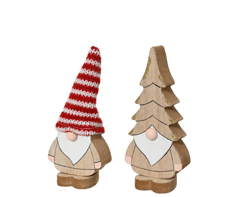 Visuel 1 du produit Gnome en bois de paulownia avec bonnet– 3,5 x 5 x 11 cm
