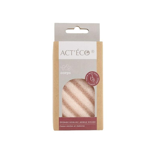 Visuel 1 du produit Ã‰ponge Konjac corps argile rouge Act Eco â€“ 1 piÃ¨ce