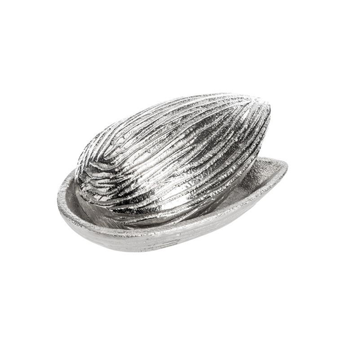 Visuel 3 du produit Boîte décorative forme amande en aluminium argent grand modèle - 15 x 9 x 6 cm